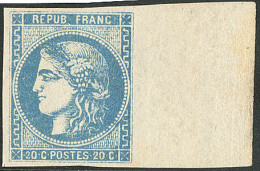 * No 46Ac, Bleu-gris, Bdf, Pli Le Long Du Filet Mais Jolie Pièce. - TB. - R - 1870 Ausgabe Bordeaux