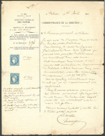 (*) Faux Pour Servir No 46. Rarissime Correspondance De La Direction Des Postes De Valence Datée Du 26 Avril 1871 Concer - 1870 Ausgabe Bordeaux