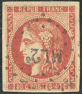 No 48e, Rouge-sang Foncé, Obl Ambulant "ML 2°", Jolie Pièce. - TB. - R - 1870 Bordeaux Printing
