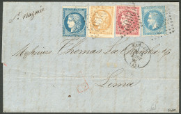 Lettre Variété "88". Affranchissement Tricolore, Trois émissions. Nos 49f (nuance Groseille, Filet Touché à Gauche En Ba - 1870 Uitgave Van Bordeaux