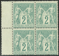 ** No 62, Vert, Bloc De Quatre Bdf (deux Ex *), Jolie Pièce. - TB. - R - 1876-1878 Sage (Type I)