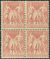 * No 70, Rouge-orange, Bloc De Quatre (froissure Sur Un Ex), Très Frais. - TB - 1876-1878 Sage (Type I)