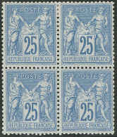 * No 79, Bleu, Bloc De Quatre (un Ex **), Froissure Sur La Paire Supérieure, Très Frais. - TB - 1876-1878 Sage (Type I)