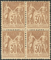 * No 80, Brun, Bloc De Quatre, Charnières Fortes Mais Très Frais Et TB - 1876-1878 Sage (Tipo I)