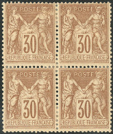 * No 80, Brun, Bloc De Quatre, Charnières Fortes Mais Très Frais Et TB - 1876-1878 Sage (Type I)