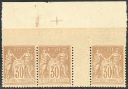 * Dentelés 3 Côtés. No 80e, Bande De Trois Interpanneaux, Bdf Avec Croix De Repère, Quasiment **, Jolie Pièce. - TB (N°e - 1876-1878 Sage (Typ I)