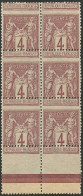 ** Piquage à Cheval. No 88, Lilas-brun, Bloc De Six Bdf. - TB - 1876-1878 Sage (Type I)