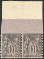 * Dentelés Sur Trois Côtés. No 89, Noir Sur Lilas, Paire Bdf, Un Ex Aminci. - TB - 1876-1878 Sage (Type I)