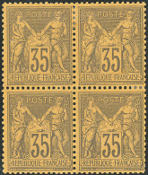 * No 93, Violet-noir, Bloc De Quatre (un Ex **), Très Frais. - TB - 1876-1878 Sage (Type I)