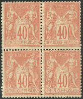 * No 94, Rouge-orange, Bloc De Quatre (un Ex **), Très Frais. - TB - 1876-1878 Sage (Type I)
