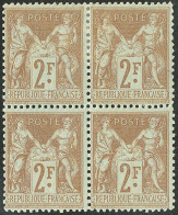 ** No 105, Bistre Sur Azuré, Bloc De Quatre (deux Ex *), Très Frais. - TB - 1876-1878 Sage (Type I)