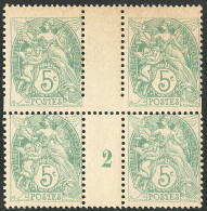 ** Type Blanc. Variété De Piquage. No 111, Bloc De Quatre Mill. 2 Dont Deux Ex Grand Format Avec Piquage Décalé. - TB - Autres & Non Classés