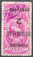 Guatemala 1898 Timbre Fiscal Revenue Stamp Armoiries Arms Surcharge Renversée Inverted Overprint Yvert 94 O Used - Timbres