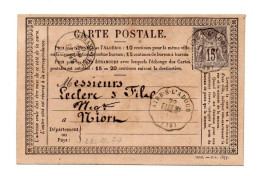 !!! CARTE PRECURSEUR TYPE SAGE CACHET CONVOYEUR STATION AIRE SUR L'ADOUR (LANDES) DE 1877 - Precursor Cards