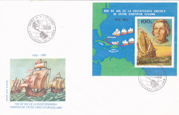 FAMOUS PEOPLE, CHRISTOPHER COLUMBUS, DISCOVERY OF AMERICA, SHIPS, COVER FDC, 1992, ROMANIA - Christophe Colomb