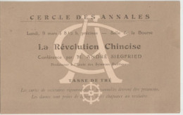 1914 - ALSACE - CARTE POSTALE ILLUSTREE INVITATION "LA REVOLUTION CHINOISE" - Storia Postale