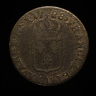 France, Louis XVI, 1 Sol, 1788, D - Lyon, Cuivre (Copper), TB+ (VF), KM#578.5, G.350 - 1774-1791 Luis XVI