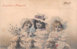 CPA Fantaisie - Illustrateur WICHERA - M.M. VIENNE - Joyeuses Pâques - Enfants - Fillettes - Moutons - Wichera