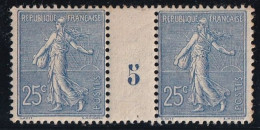 France N°132 - Paire Millésime 5 - Neuf * Avec Charnière - Petite Rousseur Sinon TB - 1903-60 Säerin, Untergrund Schraffiert
