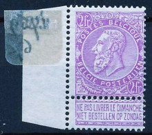 Timbres - Belgique - 1893-1900 - Type Fine Barbe - Lilas Sur Blanc - COB 67**MNH - Cote 690 - 1893-1900 Fine Barbe