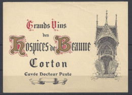 ETIQUETTE - HOSPICES De BEAUNE - CORTON - Cuvée Docteur Peste - Bourgogne