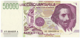 50000 LIRE GIAN LORENZO BERNINI II TIPO SERIE SOSTITUTIVA XE 25/07/2001 FDS - Otros & Sin Clasificación