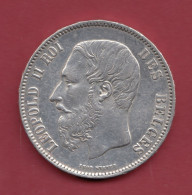 5 Francs "Léopold  II " --1873--Argent -Belle Pièce -dans L 'état N °1 - 5 Francs