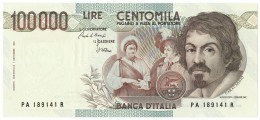 100000 LIRE BANCA D'ITALIA CARAVAGGIO I TIPO LETTERA A 25/10/1983 FDS-/FDS - Andere & Zonder Classificatie