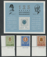 Estonia:Unused Block And Stamps Serie 125 Yhears From First Song Festival, Corners, 1994, MNH - Estonie