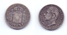 Spain 50 Centimos 1881 - First Minting