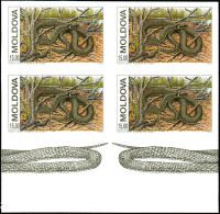 Moldavie 1993 Y&T 48. Essai En Bloc De 4.  Protection De La Nature, Les Serpents. Natrix Natrix, Couleuvre à Collier - Serpents