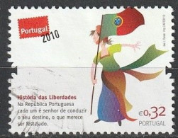 Portugal, 2010 - Centenário Da República, €0,32 -|- Mundifil - 4027 - Oblitérés