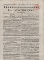 QUOTIDIENNE 23 8 1819 - MASSACRE MANCHESTER - FRANCFORT - LOUIS XIII - BORDEAUX - ROYALISTES PARDON DU ROI AUX REGICIDES - 1800 - 1849