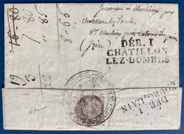 SUISSE Lettre 17 SEPT 1818 Marque CAROUGE + Double Déboursés "DEB 1 / BOURG L'AIN "&" DEB 1 / CHATILLON LEZ DOMBES " RRR - ...-1845 Precursores