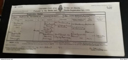 CERTIFIED COPY Of An ENTRY Of DEATH Registration District Royal Borough Of KENSINGTON North GB 1957 - Historical Documents