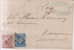 Año 1876 Edifil 175-188 Alfonso XII Carta De Caldes De Montbuy Matasellos Rombo Membrete Jose Poch - Storia Postale