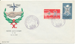 Turkey FDC 18-2-1962 Nato 10th Anniversary Complete Set Of 2 With Cachet - FDC