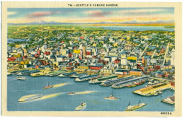 Linen Postcard, Seattle's Famous Harbor, US - Seattle