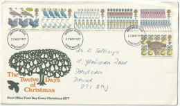 Great Britain   .   1977   .   "TheTwelve Days Of Christmas"   .   First Day Cover - 6 Stamps - 1971-1980 Decimal Issues
