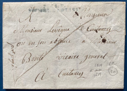 Lettre Marque De PORT PAYE En Bleu/vert " P48P / STe MERE L'EGLISE " 16 OCT 1809 (INDICE 20) Pour COURTENAY RR - ....-1700: Voorlopers