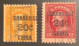 US #K10+K11 F-VF Used 1919-22  20c & 24c  U.S Postal Agency In China  (USA Chine Shanghai - China (Shanghai)