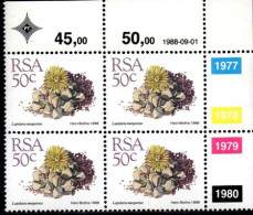 South Africa - 1988 Succulents 50c Control Block (1988.09.01) (**) - Hojas Bloque