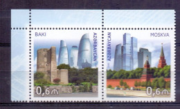 T20150922 Joint Issue Twin Azerbaijan Russia Contemporary Architecture 2015 - Azeri Stamps MNH XX - Gezamelijke Uitgaven