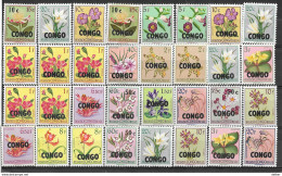 7Rr-793: Restje Van + 30 Zegels Bloemen Belg. Congo Met Opdruk: " CONGO" .... Om Verder Uit Te Zoeken... - Other & Unclassified