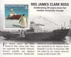 2011 British Antarctic Territory RRS James Ross Ships Penguins Souvenir Sheet MNH - Unused Stamps