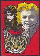 CPM Bardot Brigitte Tirage 30 Exemplaires Numérotés Signés Par JIHEL Marilyn Monroe Chat Cat - Artistes