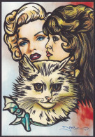 CPM Bardot Brigitte Tirage 30 Exemplaires Numérotés Signés Par JIHEL Marilyn Monroe Chat Cat - Entertainers