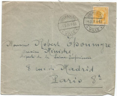 LUXEMBOURG 1 1/4FR SEUL LETTRE COVER LUXEMBOURG 4.5.1931 VILLE POUR PARIS - 1926-39 Charlotte Di Profilo Destro