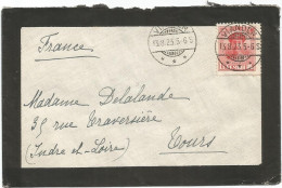 LUXEMBOURG 30C SEUL LETTRE COVER DEUIL VIANDEN 13.8.1923 POUR TOURS FRANCE - 1921-27 Charlotte De Face