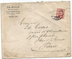 LUXEMBOURG 10C SEUL LETTRE COVER LUXEMBOURG 1912  POUR PARIS - 1906 Wilhelm IV.